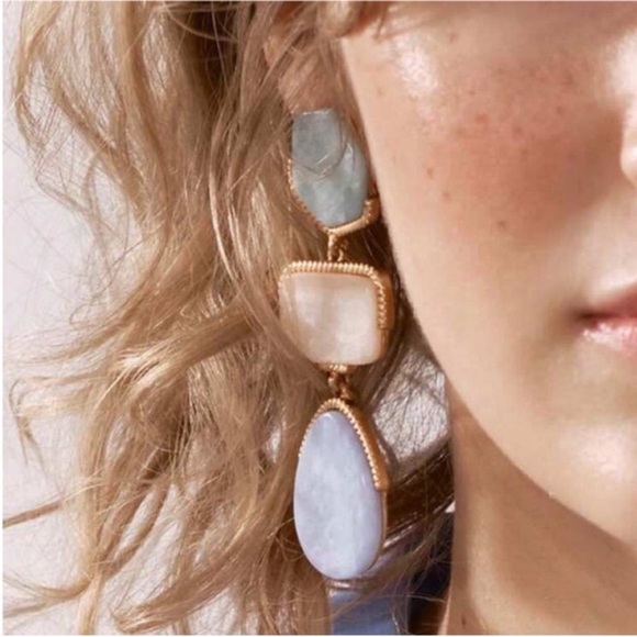 Zara Jewelry - New! Zara Blue Summer Statement Drop Earrings (1053) NWOT